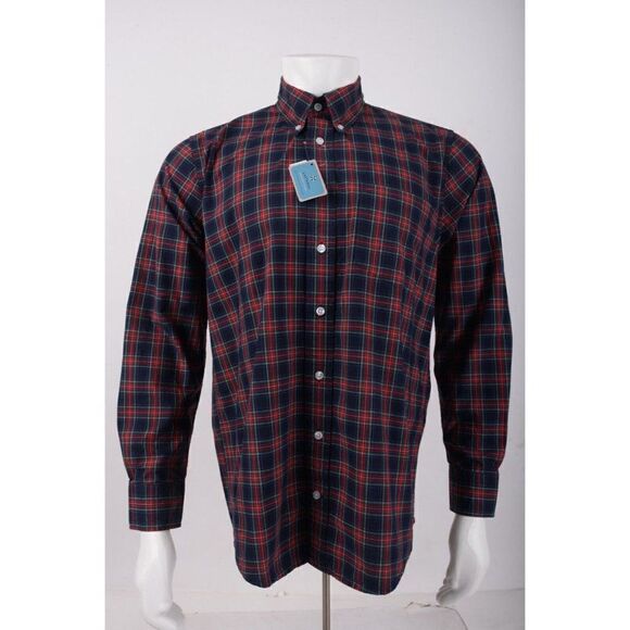 Castaway Nantucket Island Mens Chase Oxford Shirt Size S Navy Blue Red Plaid NWT